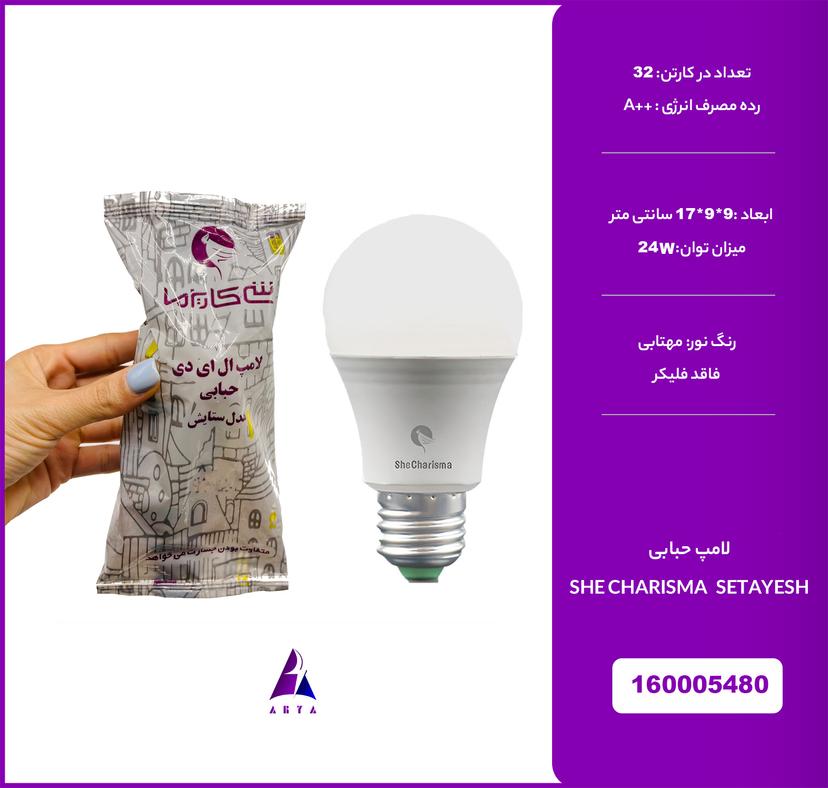 لامپ حبابي مهتابي شي کاريزما ستايش 24 وات